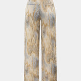 Magas Derékú Egyenes Nadrág Márvány Mintával