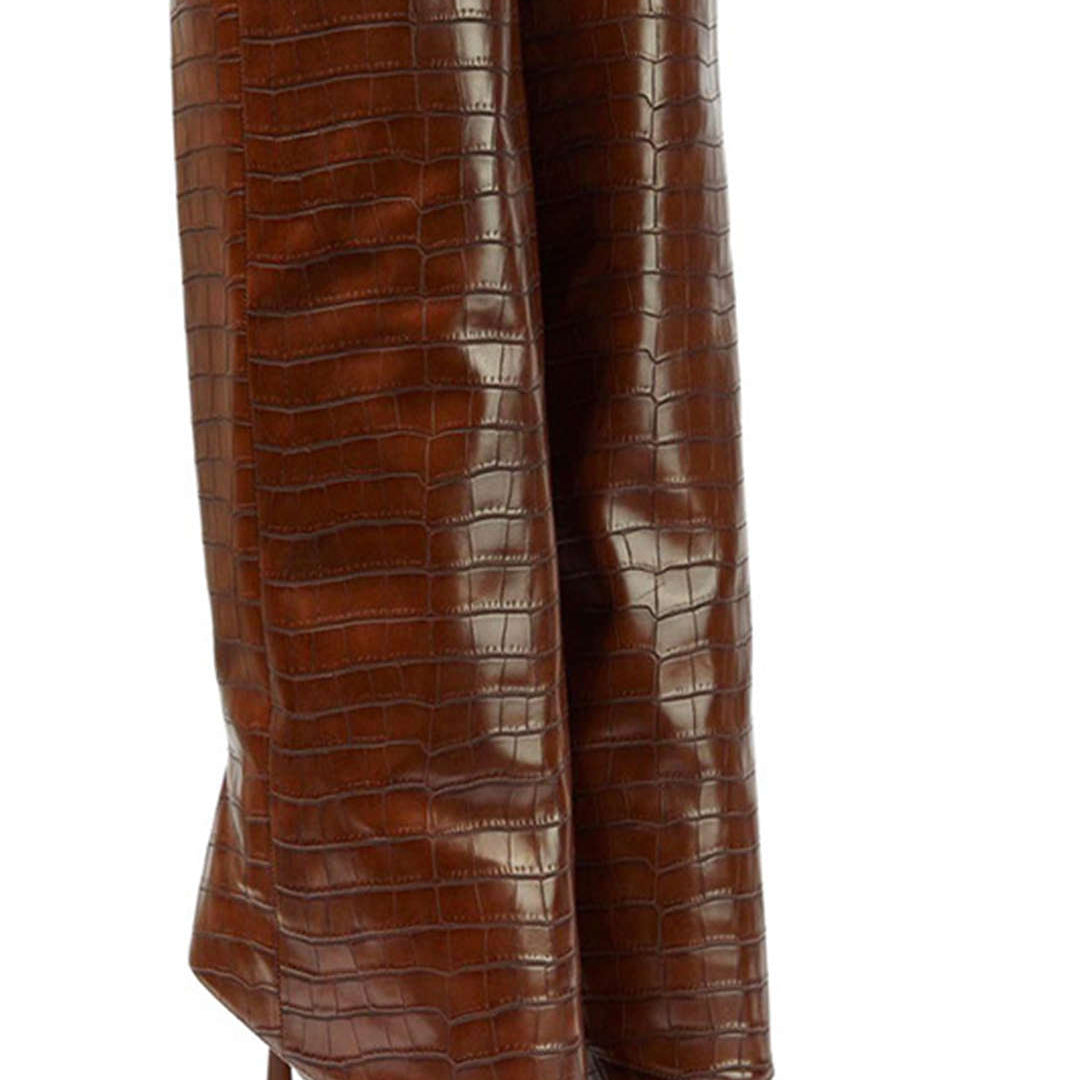 Krokodilbőr Magassarkú Csizma Hegyes Orral