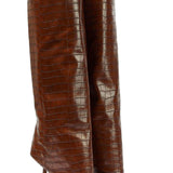 Krokodilbőr Magassarkú Csizma Hegyes Orral