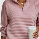 Helene | V nyakú pulóver cipzárral és hosszú ujjakkal