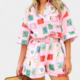 Mariluz Póló és Nadrág Szett Rózsaszín Mintával