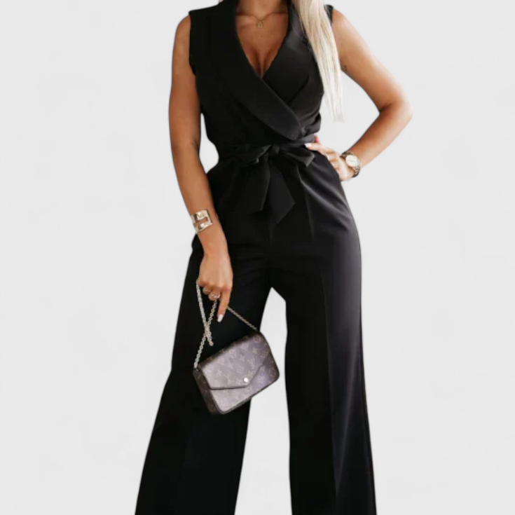 Montserrate Mono Elegáns Ujjatlan Övvel és Folyékony Eséssel