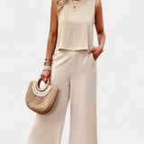 Lavinia Boho szett lenvászonból és pamut felsőből, rövidnadrággal