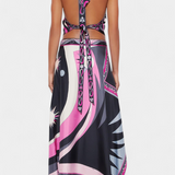 Ciana szett absztrakt szoknyával és halter toppal