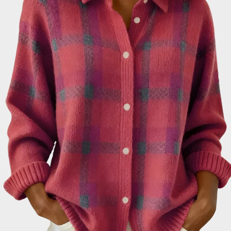 Mara | Puha és kockás kötött kabát