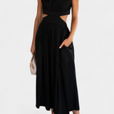 Minimalista Jocelyn Garais szett magas nyakkal és oldalsó nyitásokkal