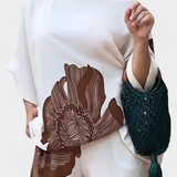 Sybella Virágos Szett, Lezser Vállú Felsővel és Egyenes Nadrággal