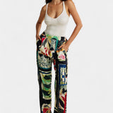 Magas Derékú Arce Nadrág Virágmintával