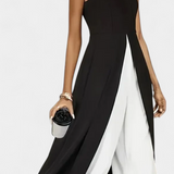 Elegáns Alicia Két Színű Ujjatlan Szett Széles Nadrággal