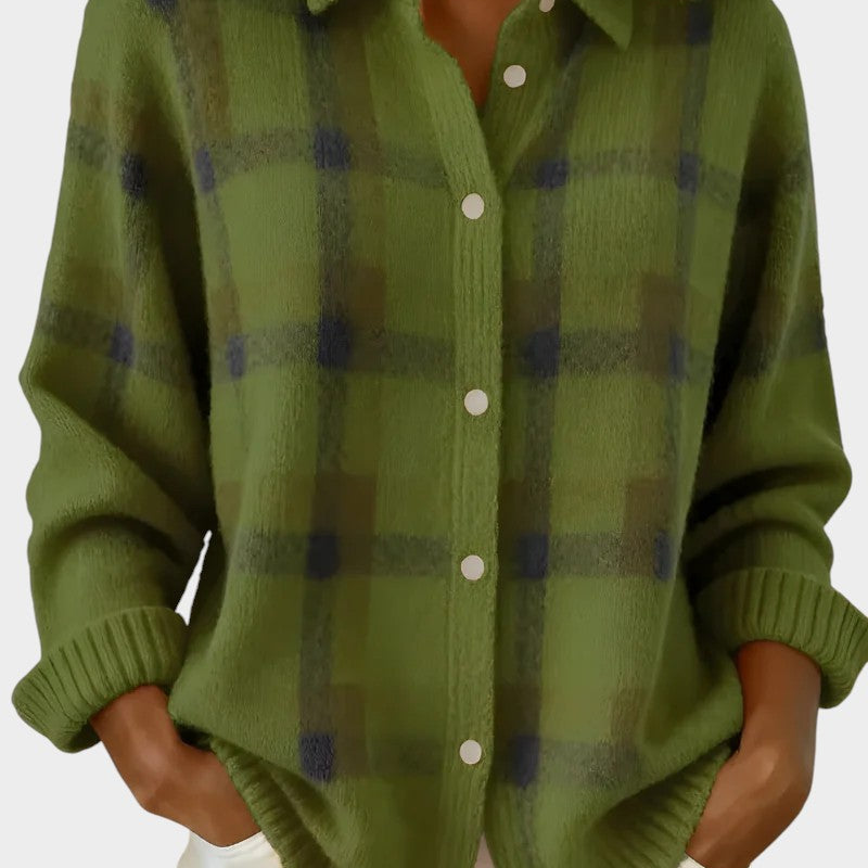 Mara | Puha és kockás kötött kabát