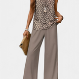 Elegáns Boho Martina Ujjatlan Készlet Egyenes Nadrággal Minta