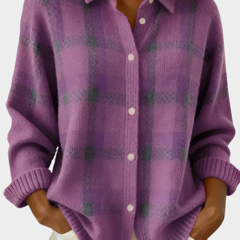 Mara | Puha és kockás kötött kabát