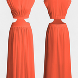 Minimalista Jocelyn Garais szett magas nyakkal és oldalsó nyitásokkal