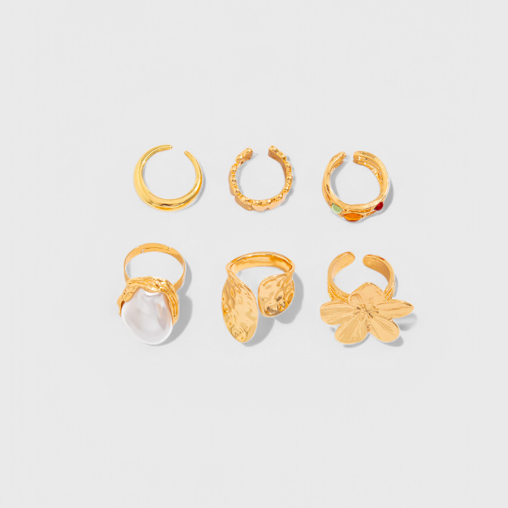 Nyitott Virágformájú Gyűrű Gyöngyház Folyadékkal