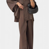 Eli Oversize szett V nyakú toppal és egyenes nadrággal