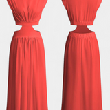 Minimalista Jocelyn Garais szett magas nyakkal és oldalsó nyitásokkal