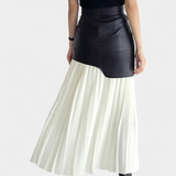Noelle Aszimmetrikus Maxi Szoknya Chiffonból és Műbőrből