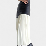 Noelle Aszimmetrikus Maxi Szoknya Chiffonból és Műbőrből