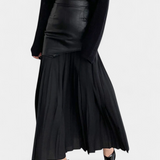 Noelle Aszimmetrikus Maxi Szoknya Chiffonból és Műbőrből