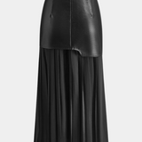 Noelle Aszimmetrikus Maxi Szoknya Chiffonból és Műbőrből