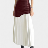 Noelle Aszimmetrikus Maxi Szoknya Chiffonból és Műbőrből