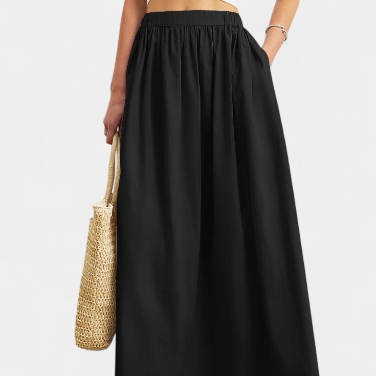 Yora A vonalú szoknya rugalmas derékkal és zsebekkel