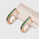 Zöld Smaragd és Gyémánt Fülbevalók Aranyban