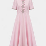 Linda Midi Ruha Kristály Szalaggal és Elegáns Részletekkel