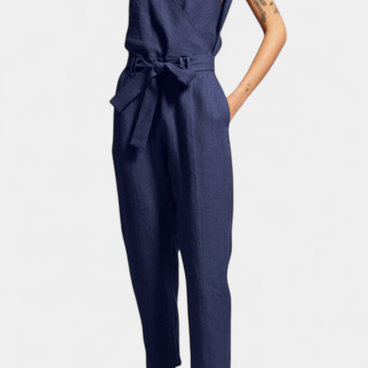 Maggie Mono ujjatlan, V nyakú és keresztezett derékkal, pamutból