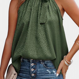 Adela | Ujjatlan leopárdmintás magas nyakú blúz masnival