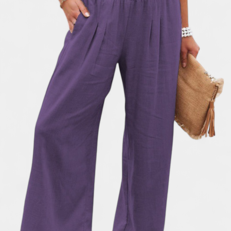 Alexia pamut és len nadrág, folyékony szabással és természetes eleganciával