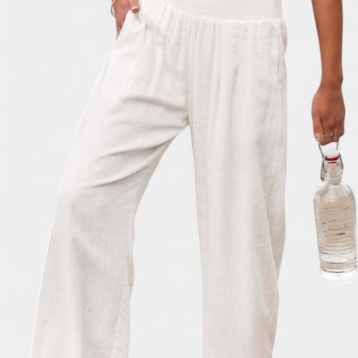 Alexia pamut és len nadrág, folyékony szabással és természetes eleganciával