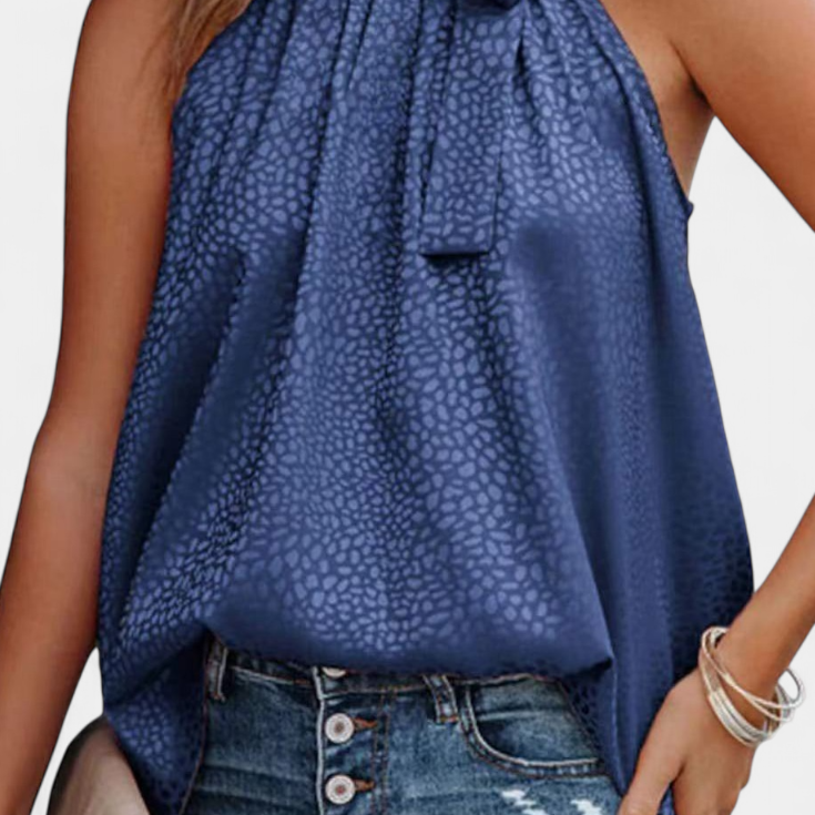 Adela | Ujjatlan leopárdmintás magas nyakú blúz masnival