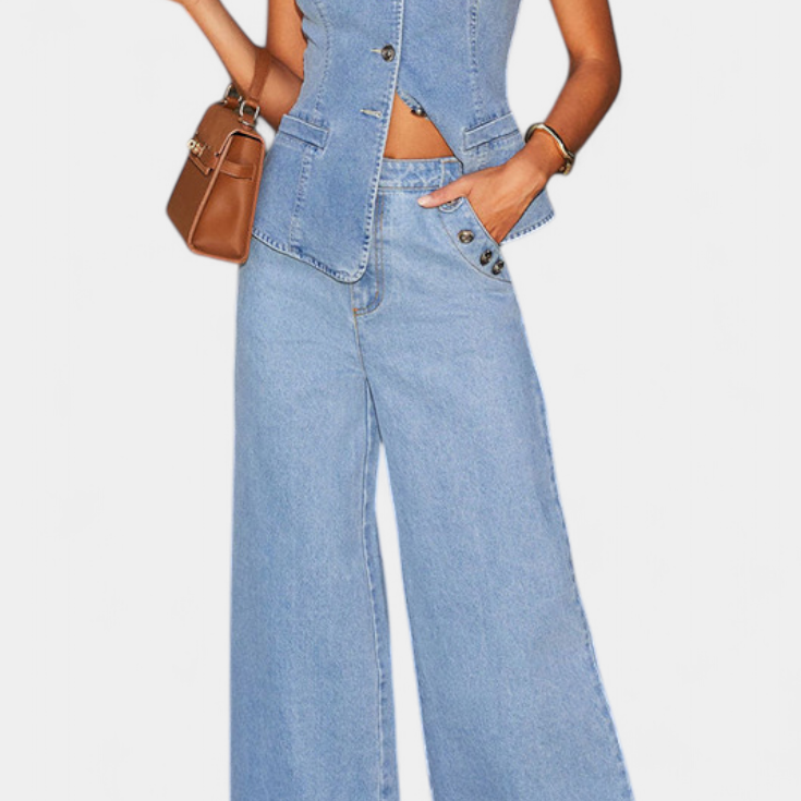 Ludovica Farmer Szett Elegáns Blézerrel és Bő Nadrággal