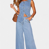 Ludovica Farmer Szett Elegáns Blézerrel és Bő Nadrággal