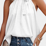 Adela | Ujjatlan leopárdmintás magas nyakú blúz masnival