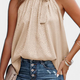 Adela | Ujjatlan leopárdmintás magas nyakú blúz masnival