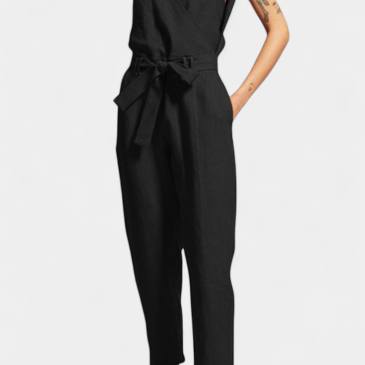 Maggie Mono ujjatlan, V nyakú és keresztezett derékkal, pamutból