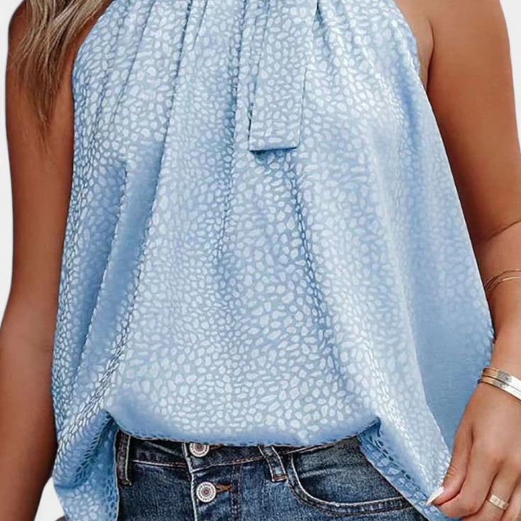 Adela | Ujjatlan leopárdmintás magas nyakú blúz masnival