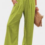 Alexia pamut és len nadrág, folyékony szabással és természetes eleganciával