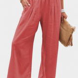 Alexia pamut és len nadrág, folyékony szabással és természetes eleganciával