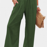 Alexia pamut és len nadrág, folyékony szabással és természetes eleganciával