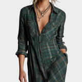 Calipso™ | Hosszú zöld kockás ingruha