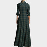 Calipso™ | Hosszú zöld kockás ingruha