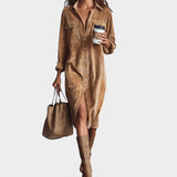 Maria™ | Barna bársonydressz