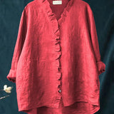 Sanela | Elegáns Volános Pamut és Len Casual Ing