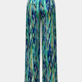 Magas Derékú Egyenes Nadrág Márvány Mintával