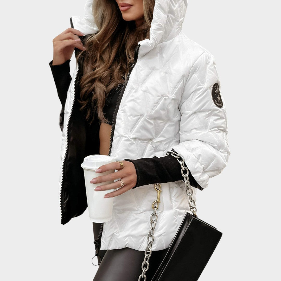 Christina™ | Kapucnis patchwork stílusú kabát