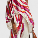 Sybella Két Darabos Szett Lezser Vállakkal és Széles Minta Nadrággal