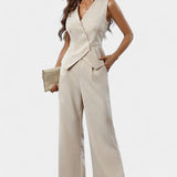 Heskia szett ujjatlan blézerrel és széles szárú nadrággal